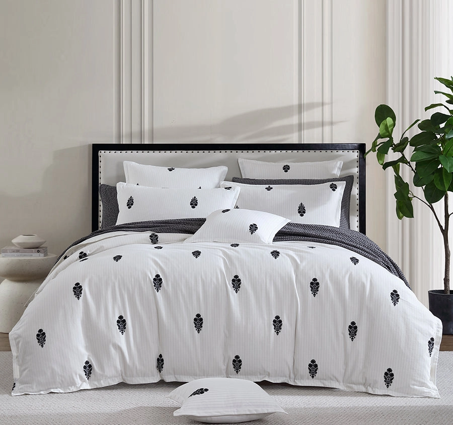 Khari Quilt Cover Set Range Charcoal