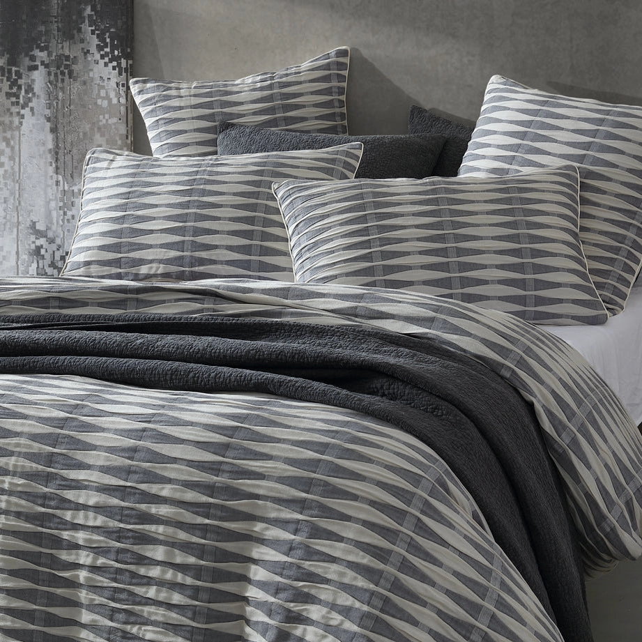 Kirby Charcoal Quilt Cover Set by Logan and Mason Platinum