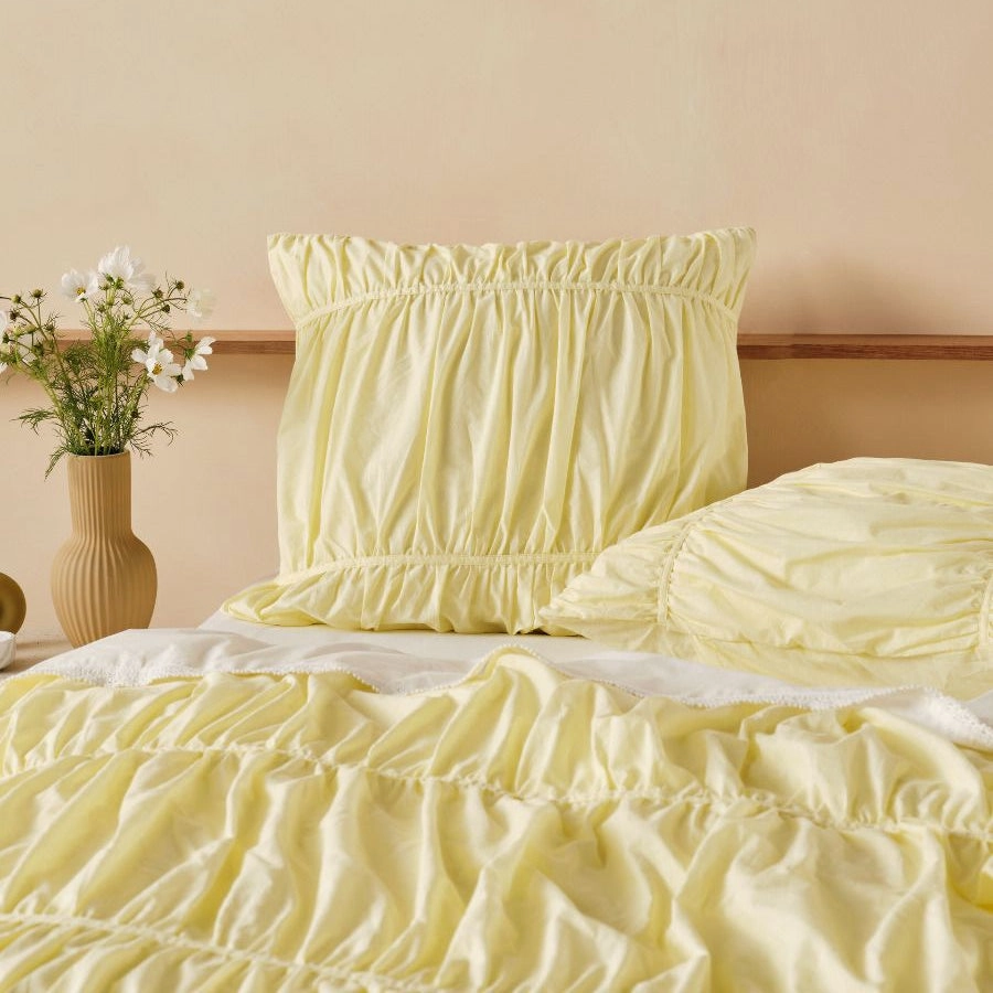 Layla Lemon European Pillowcase by Linen House