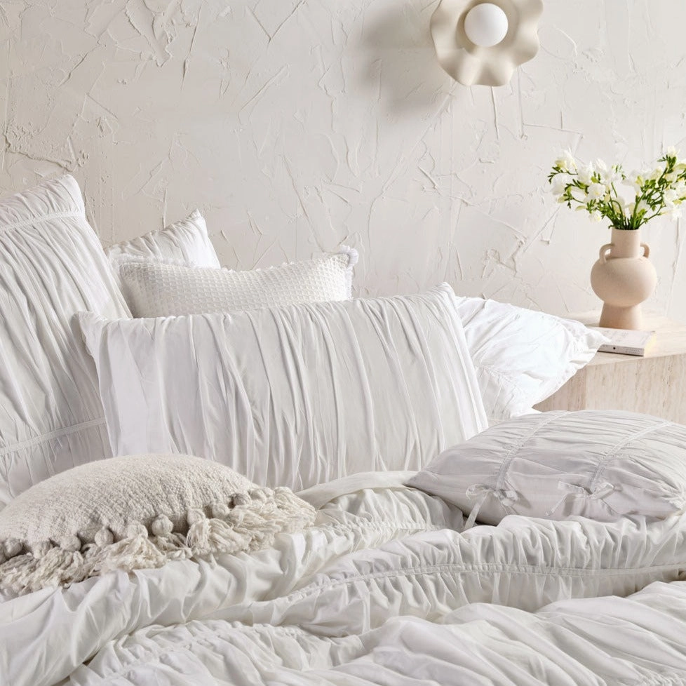 Layla White Quilt Cover Set by Linen House