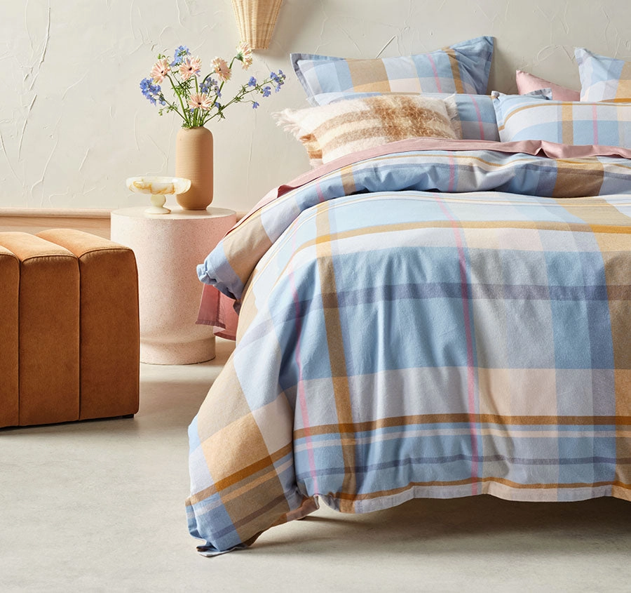 Lennon Quilt Cover Set Range Blue