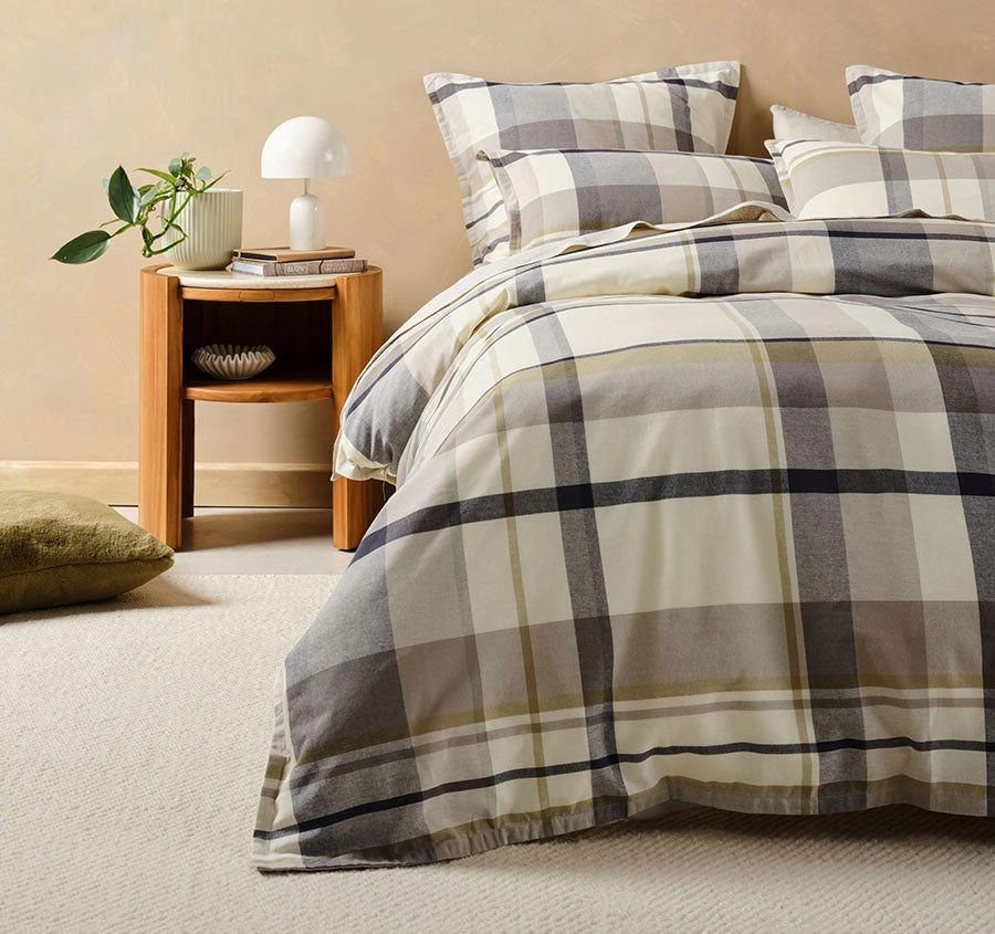 Lennon Quilt Cover Set Range Stone
