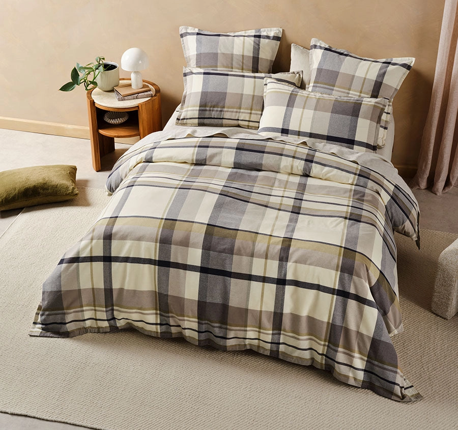 Lennon Quilt Cover Set Range Stone