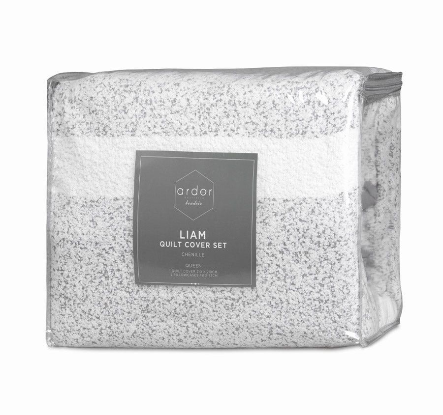 Liam Quilt Cover Set Range Grey
