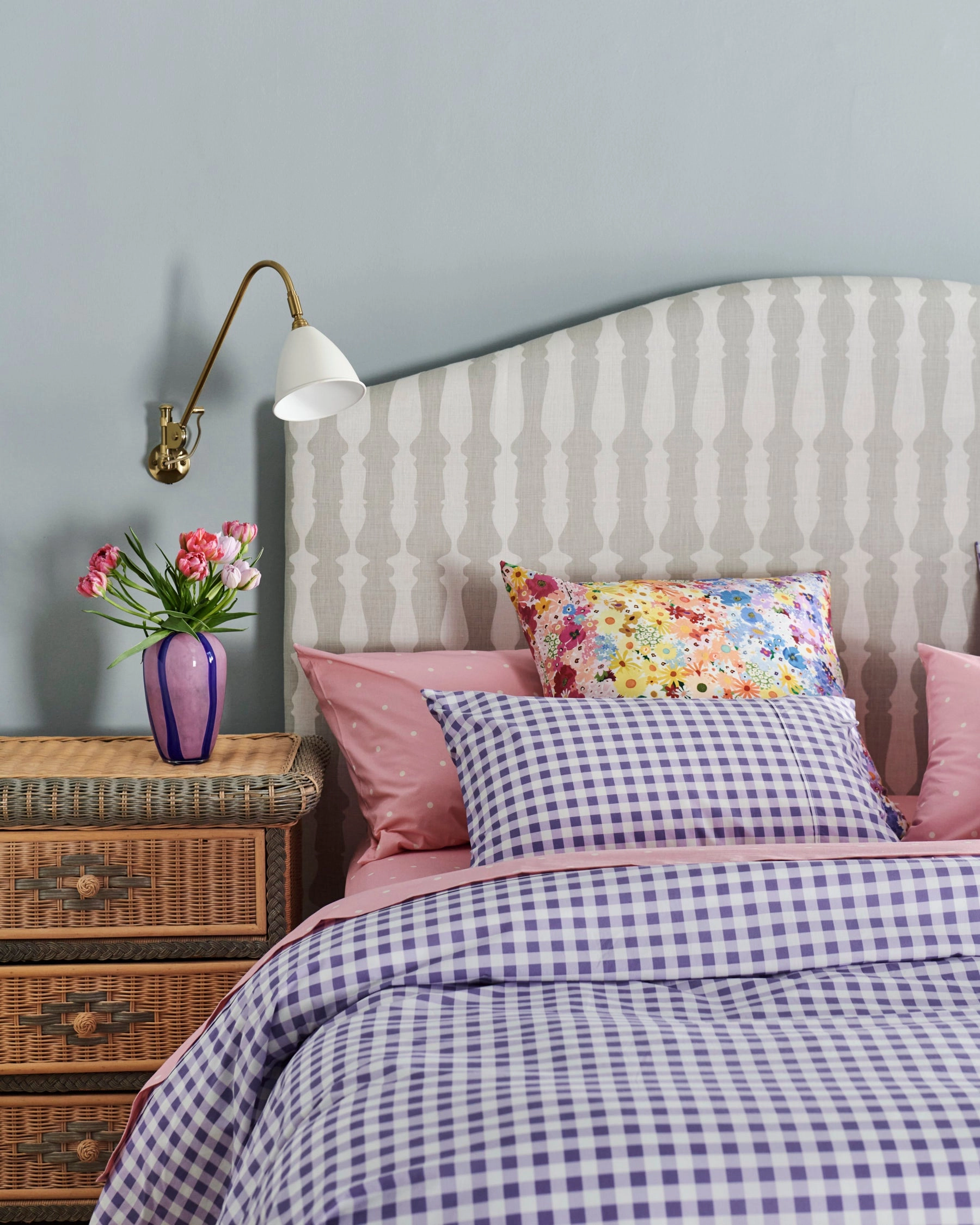 Lilac Gingham Organic Cotton Quilt Cover (US)