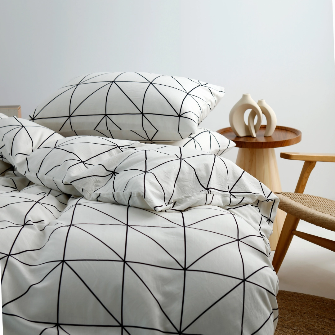 Linen Bamboo Aston Printed Quilt Cover Set