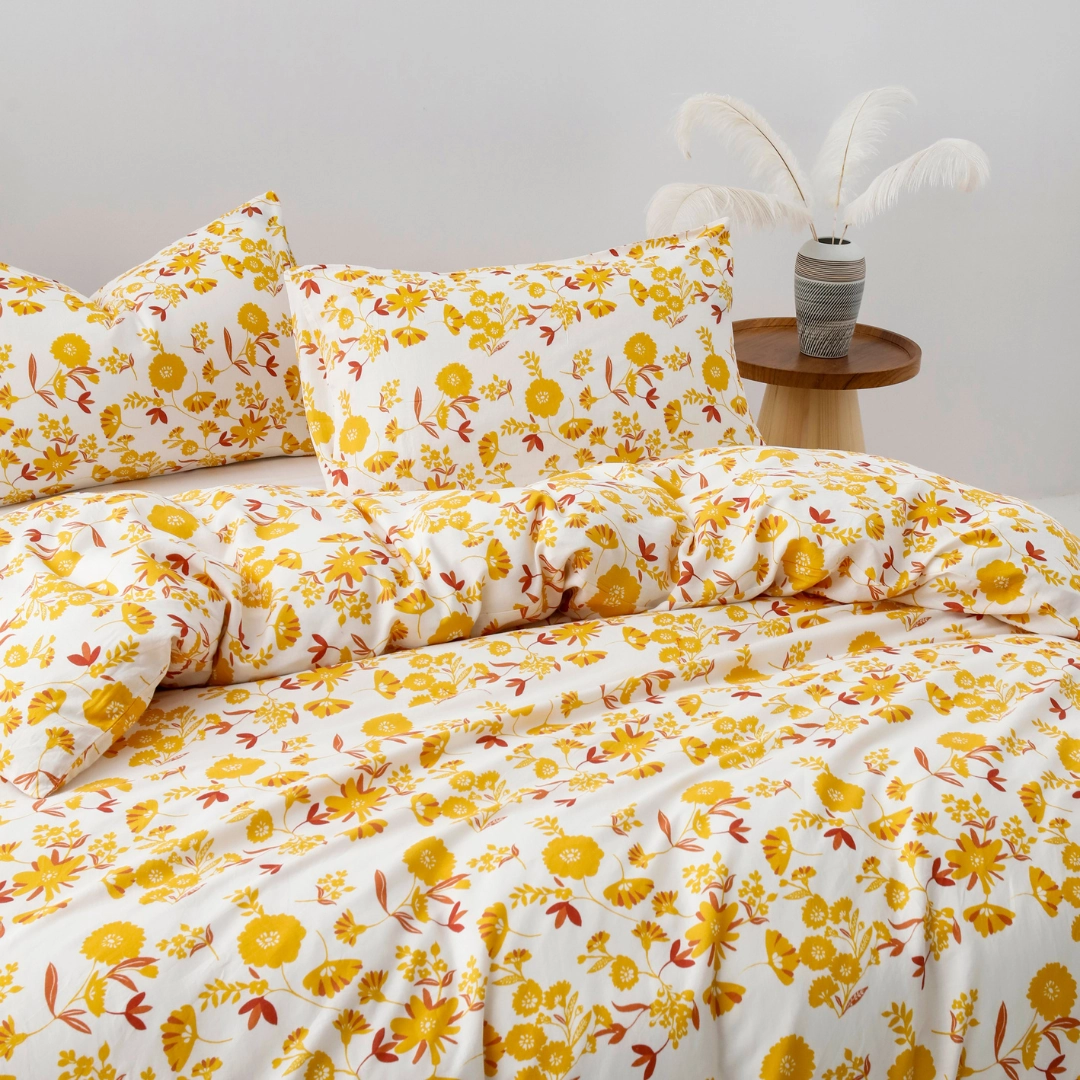 Linen Bamboo Sienna Printed Quilt Cover Set