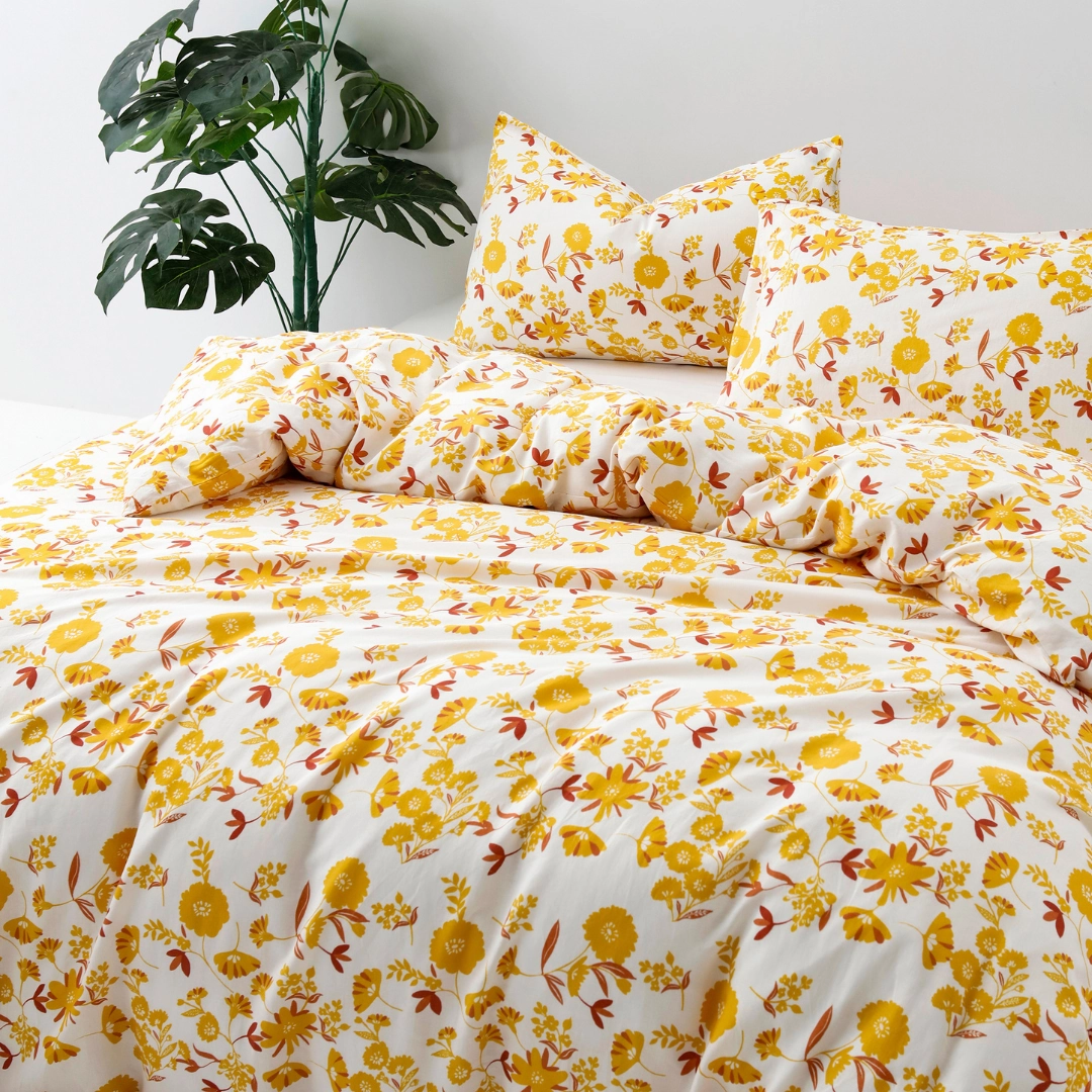 Linen Bamboo Sienna Printed Quilt Cover Set