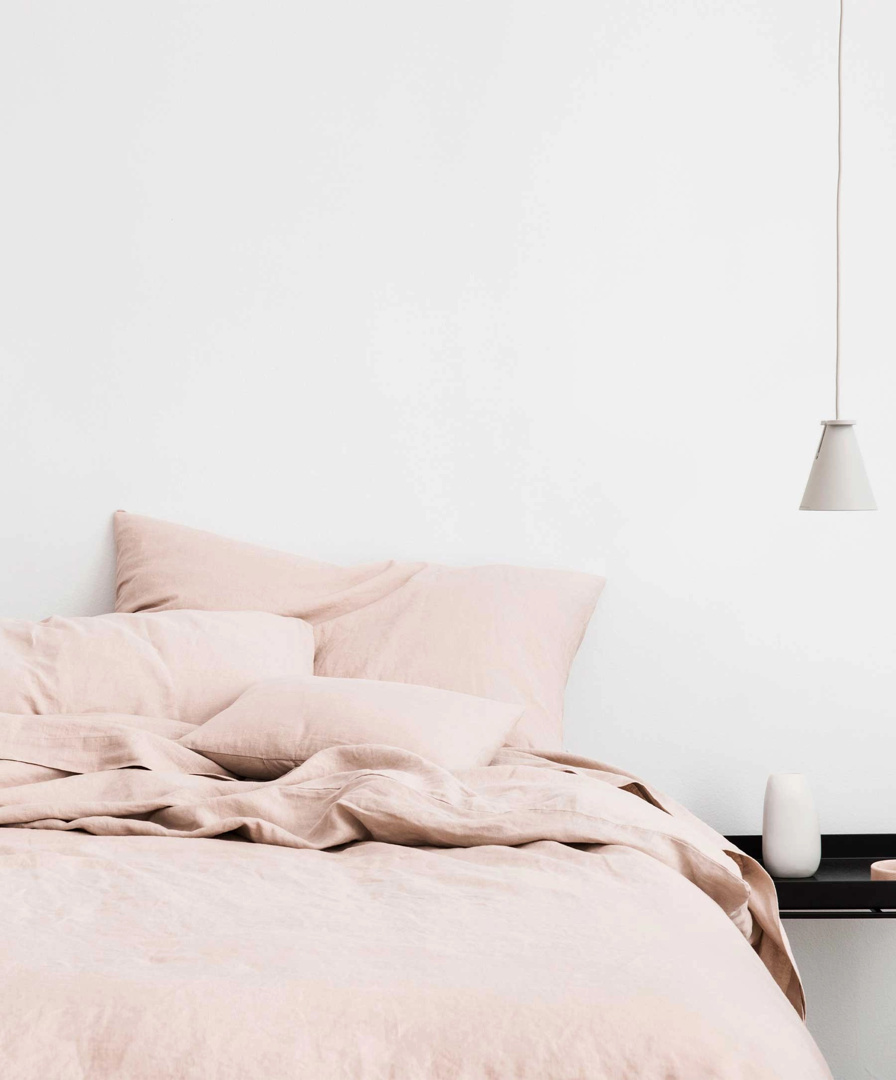 Linen Duvet Cover Set - Blush