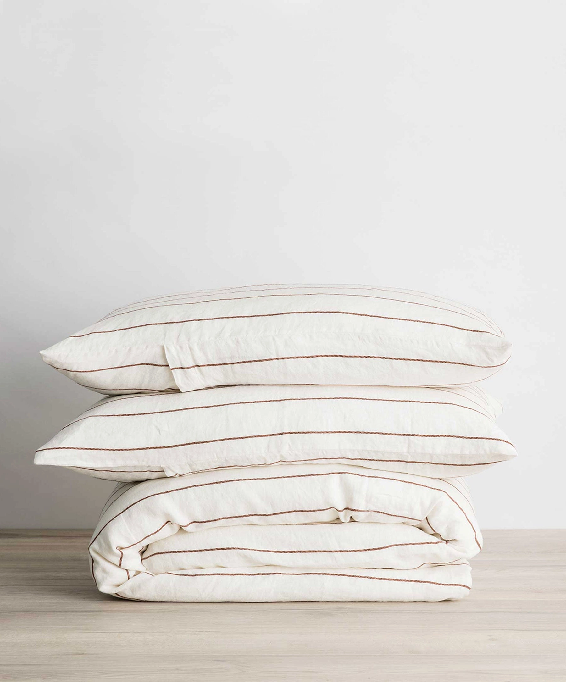 Linen Duvet Cover Set - Cedar Stripe