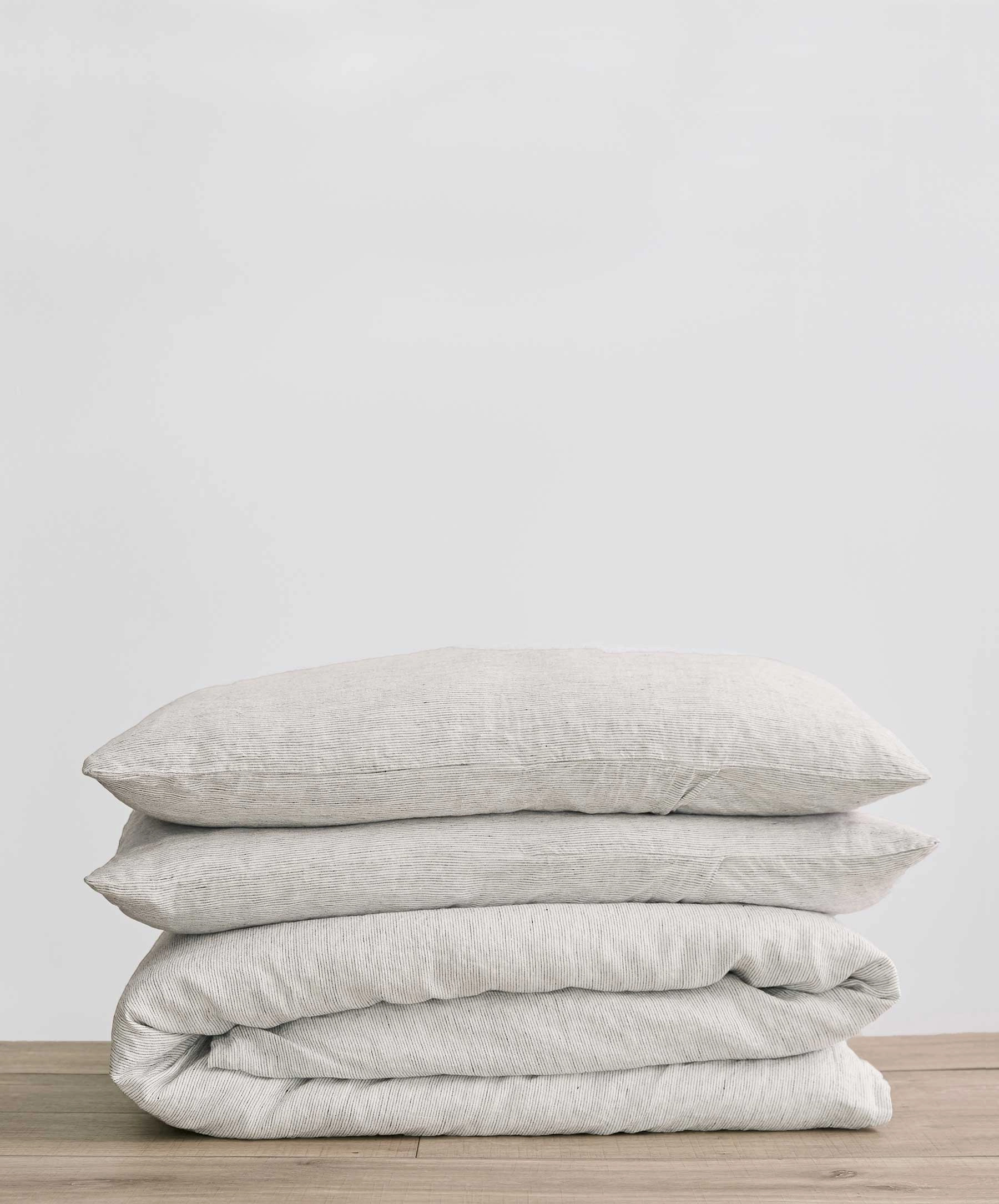 Linen Duvet Cover Set - Pinstripe