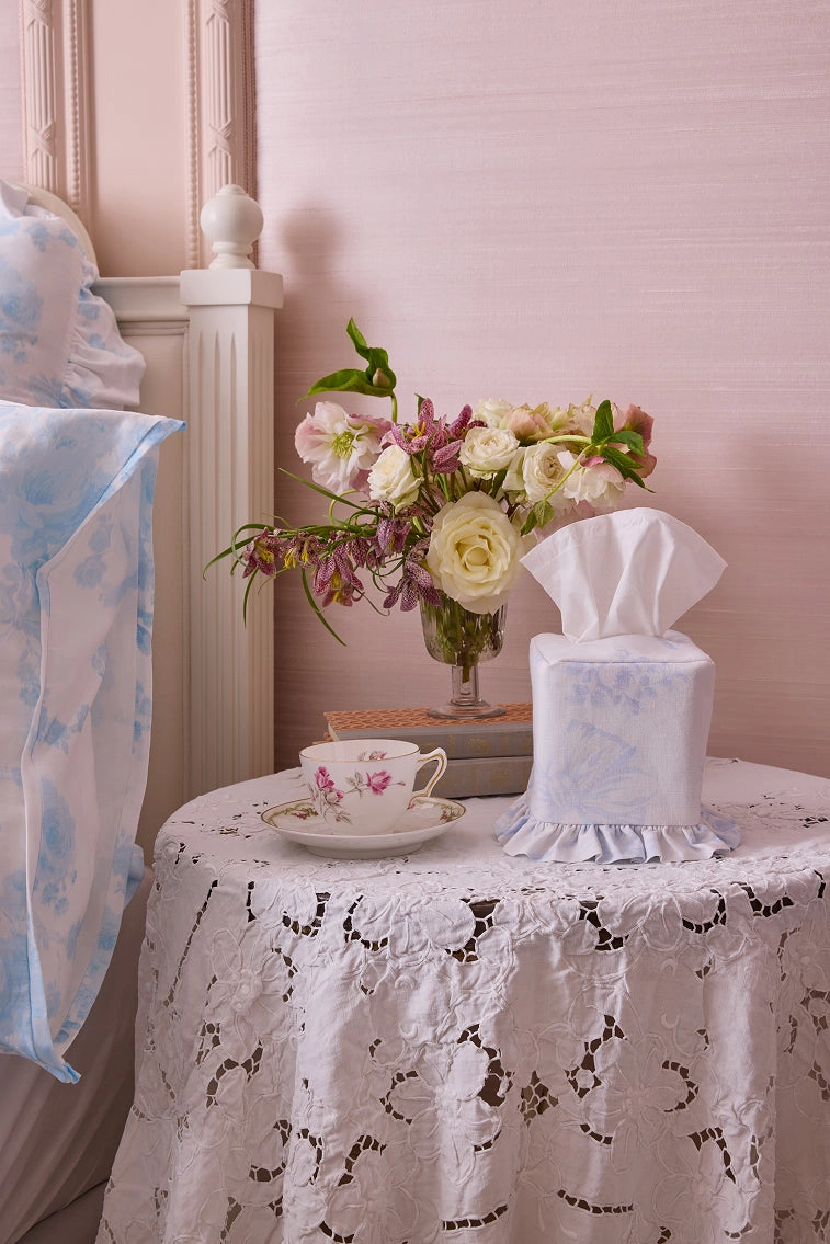 Linen Ruffle Tissue Box Cover