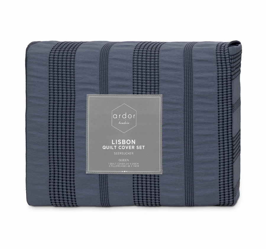 Lisbon Quilt Cover Set Range Indigo