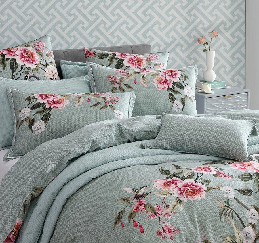 Lisha Quilt Cover Set Range Sage
