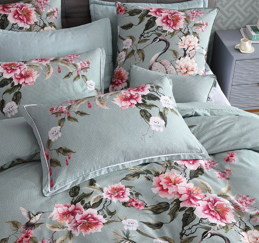 Lisha Quilt Cover Set Range Sage