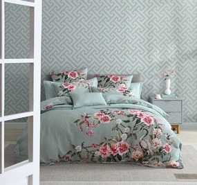 Lisha Quilt Cover Set Range Sage