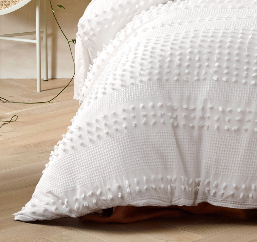 Luca Quilt Cover Set Range White