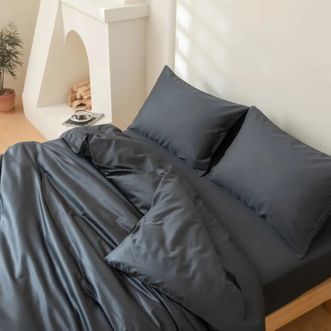 Luxe Sateen Quilt Cover - Charcoal