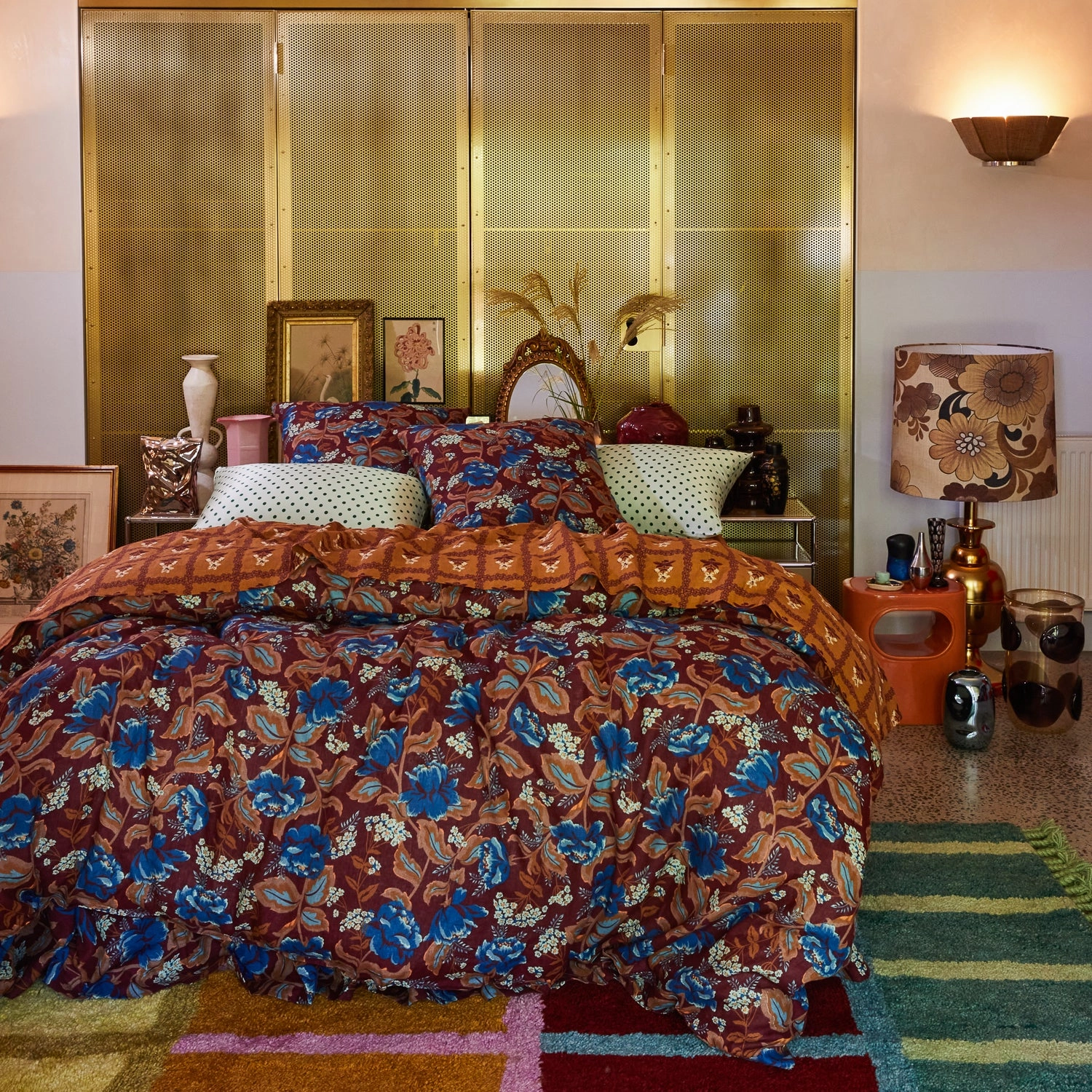 Margot Linen Quilt Cover - Mahogany