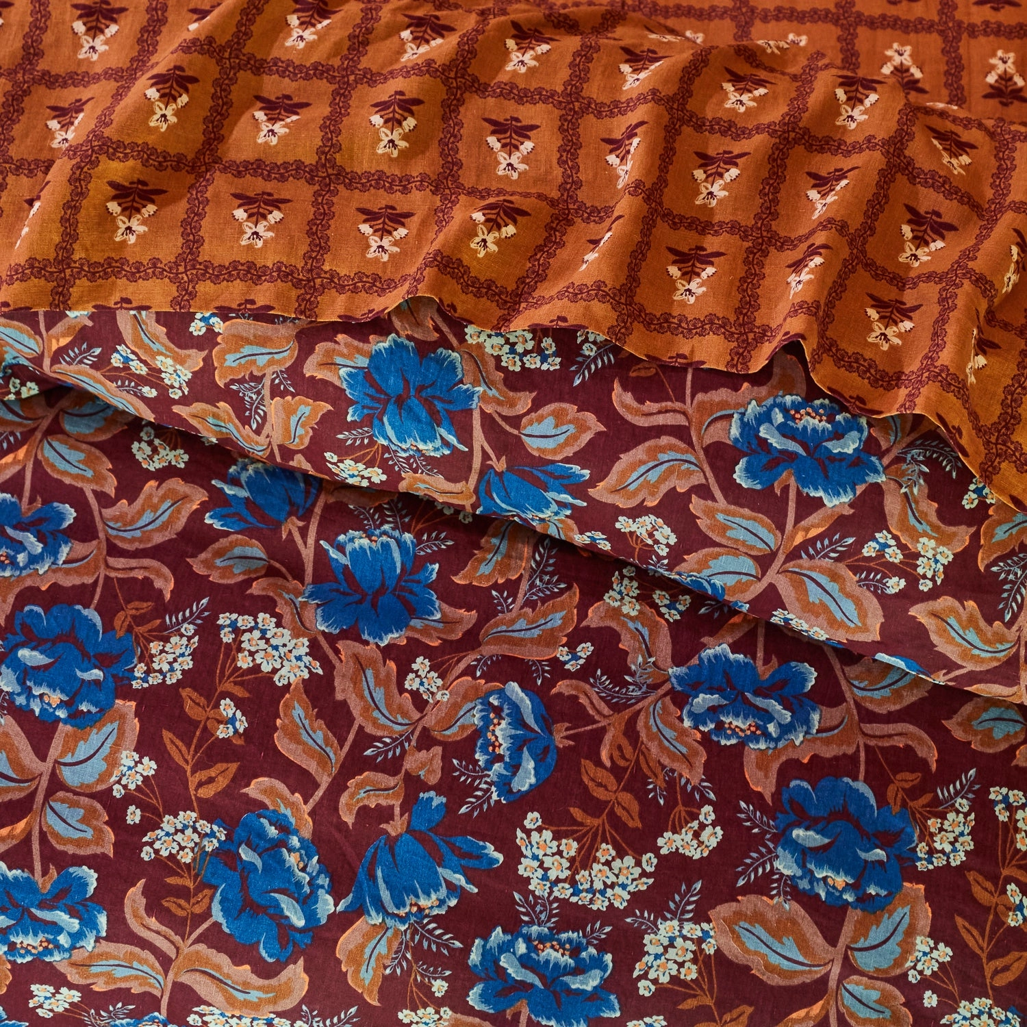 Margot Linen Quilt Cover - Mahogany