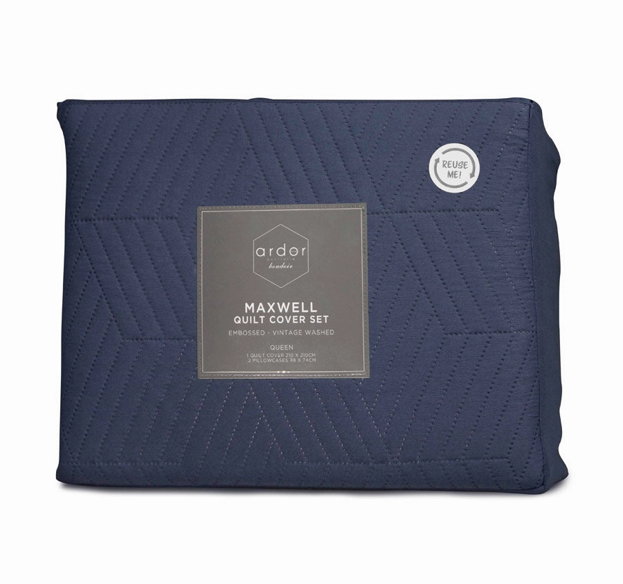 Maxwell Quilt Cover Set Range Navy