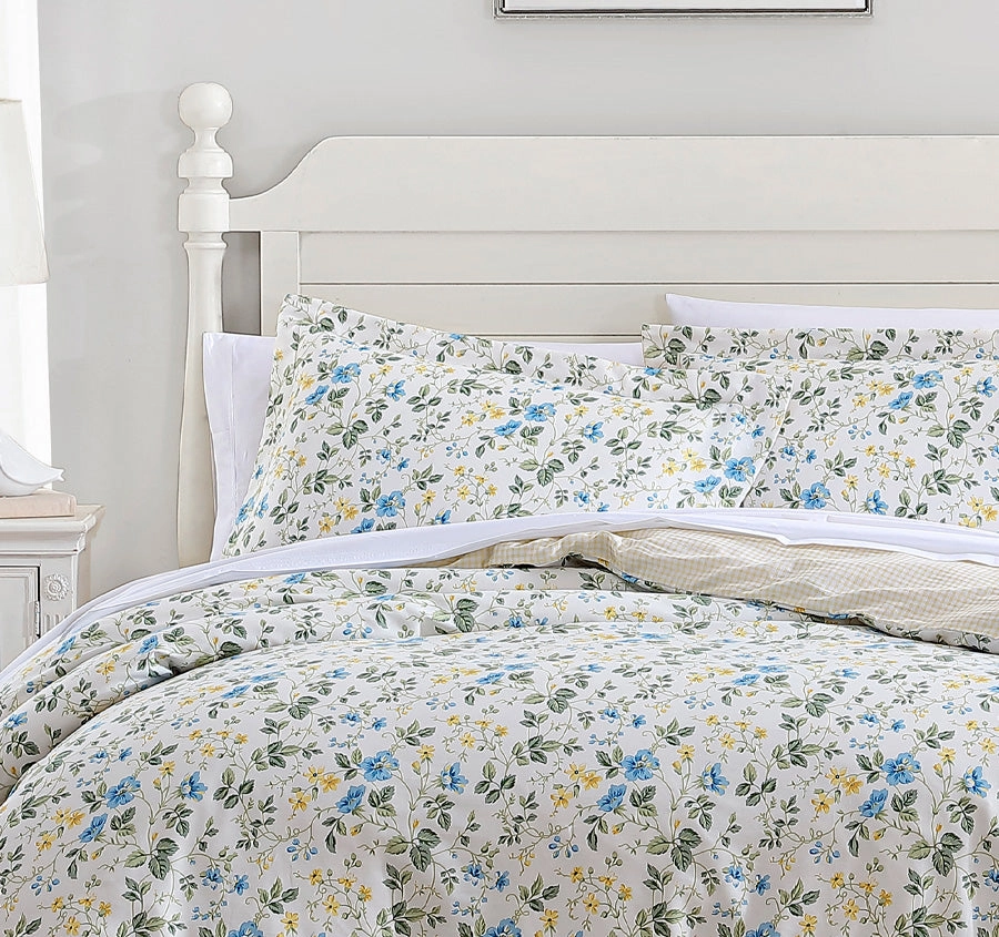 Meadow Floral Quilt Cover Set Range Sun Blue
