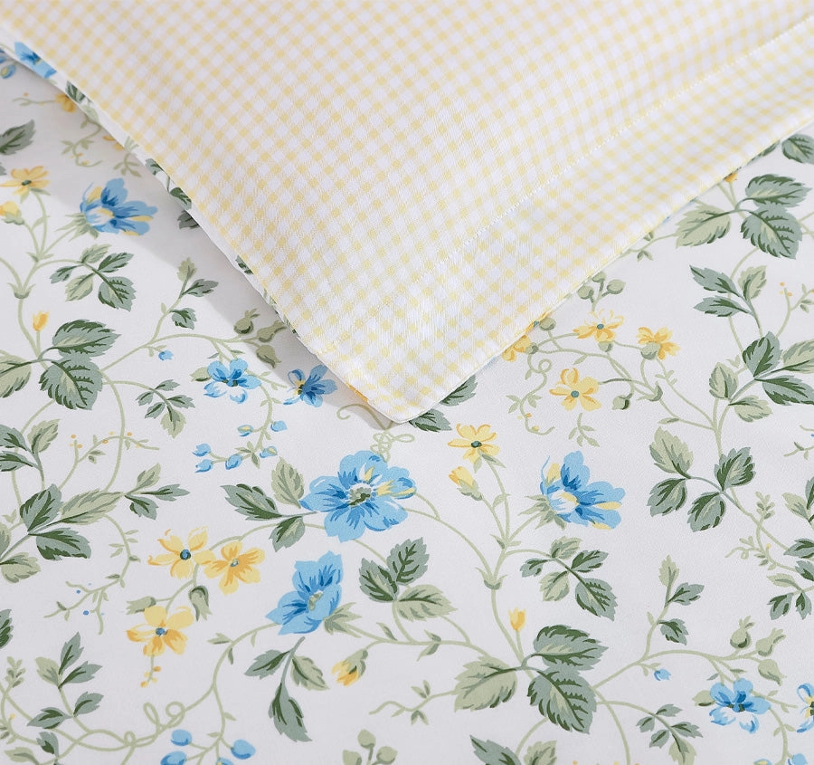 Meadow Floral Quilt Cover Set Range Sun Blue