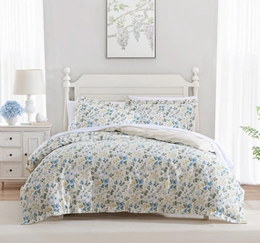 Meadow Floral Quilt Cover Set Range Sun Blue