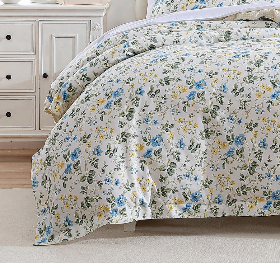 Meadow Floral Quilt Cover Set Range Sun Blue