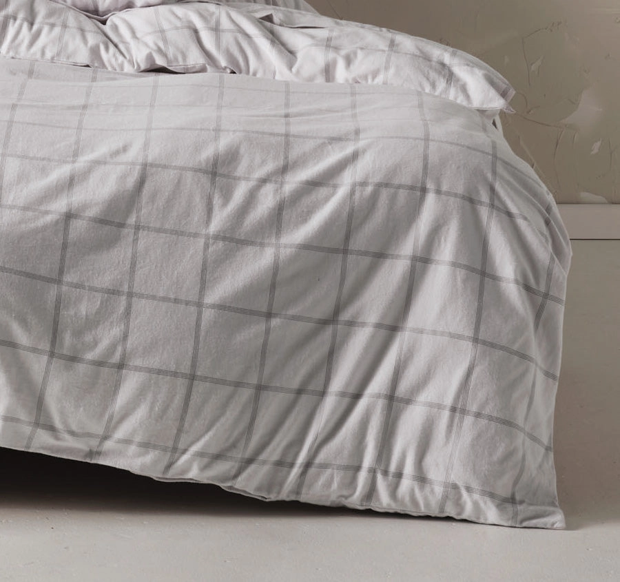 Morella Printed Flannelette Cotton Quilt Cover Set Range Smoke