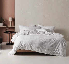 Morella Printed Flannelette Cotton Quilt Cover Set Range Smoke