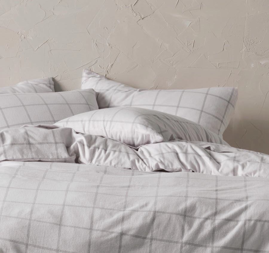 Morella Printed Flannelette Cotton Quilt Cover Set Range Smoke