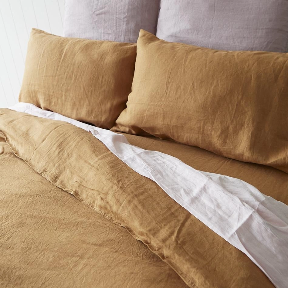 Mustard Linen Quilt Cover
