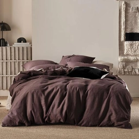Nimes Linen QUILT COVER SET ESPRESSO  by Linen House