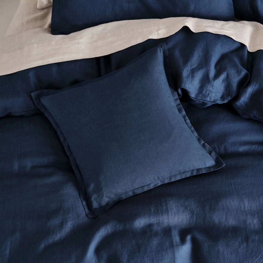 Nimes Linen QUILT COVER SET NAVY by Linen House