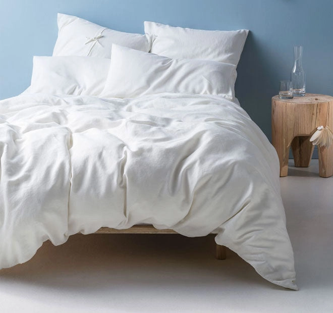 Nimes Linen Quilt Cover Set Range White