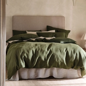 Nimes Moss Linen QUILT COVER SET by Linen House