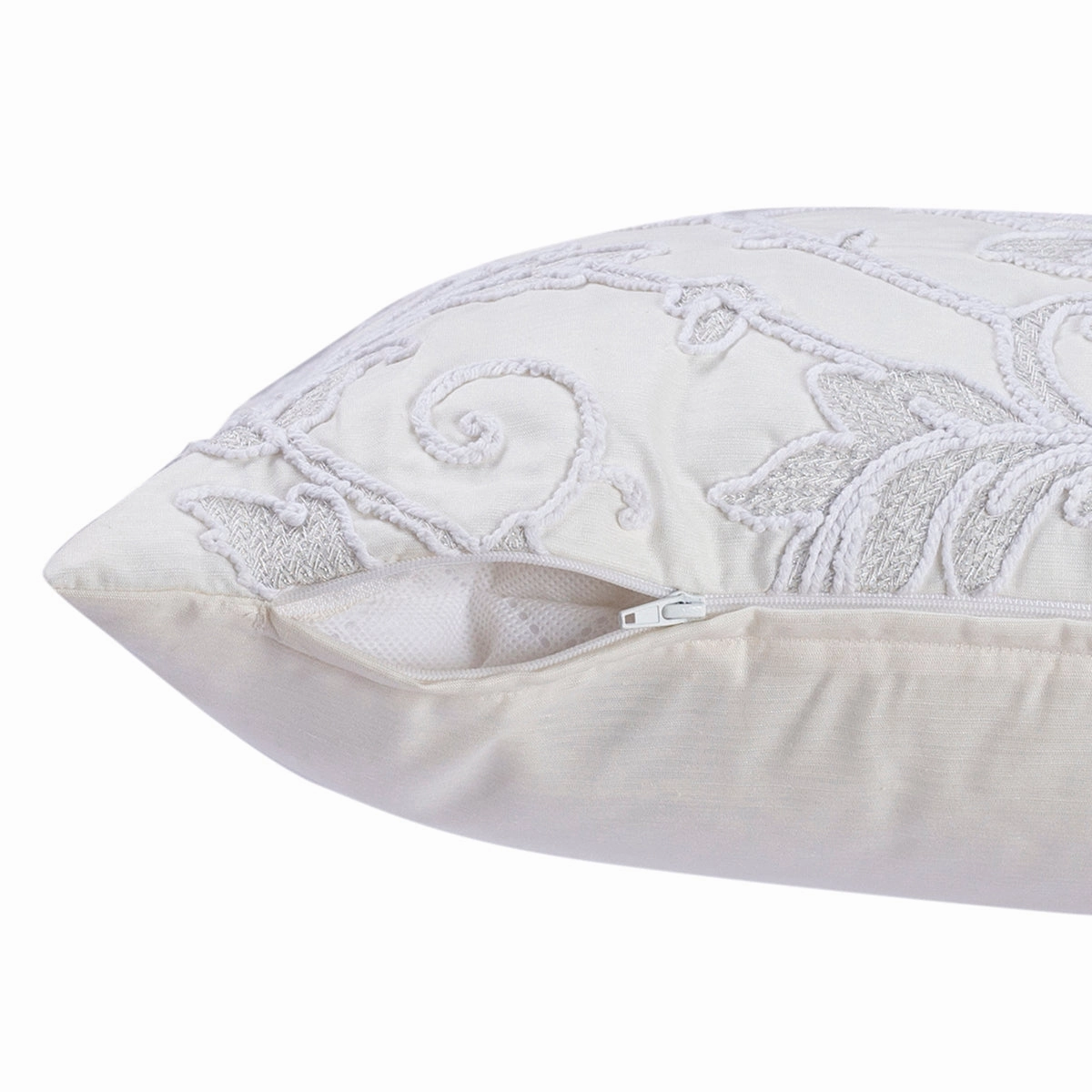 Nostalgic Attire Fancy Finest Beige Embroidered Cushion Cover