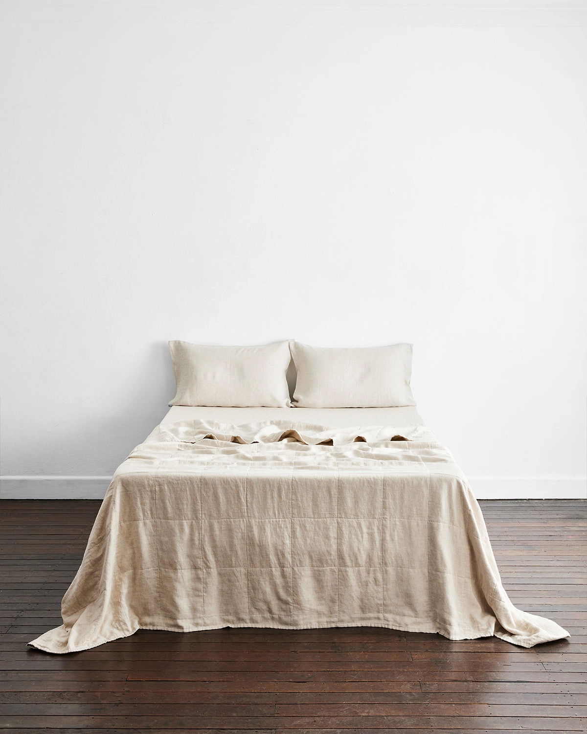 Oatmeal 100% French Flax Linen Quilt Set