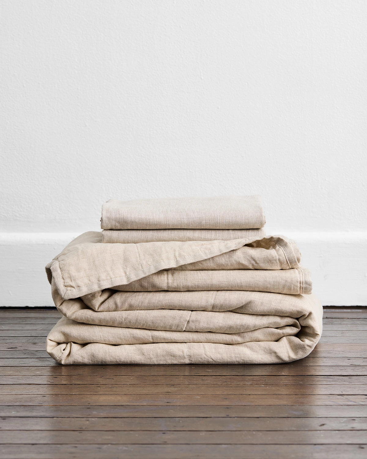 Oatmeal 100% French Flax Linen Quilt Set