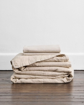 Oatmeal 100% French Flax Linen Quilt Set