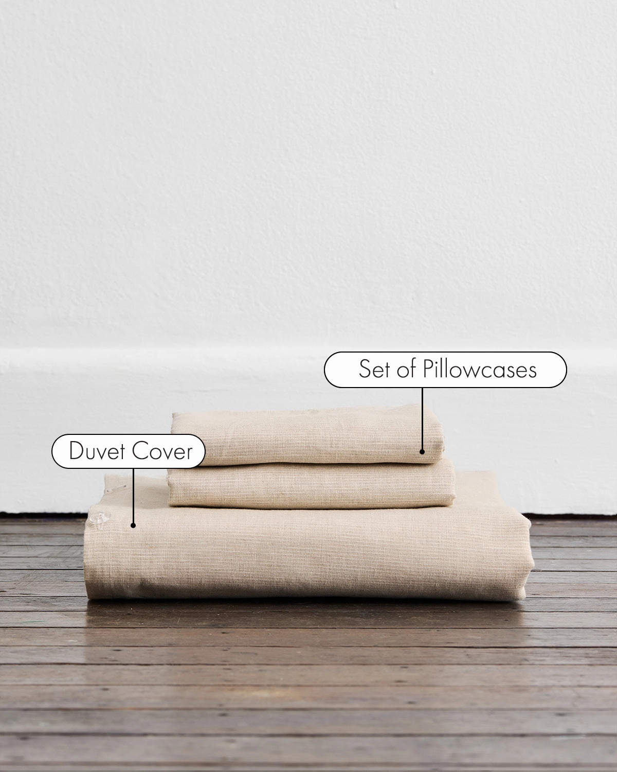 Oatmeal & White Stripe 100% French Flax Linen Duvet Cover Set