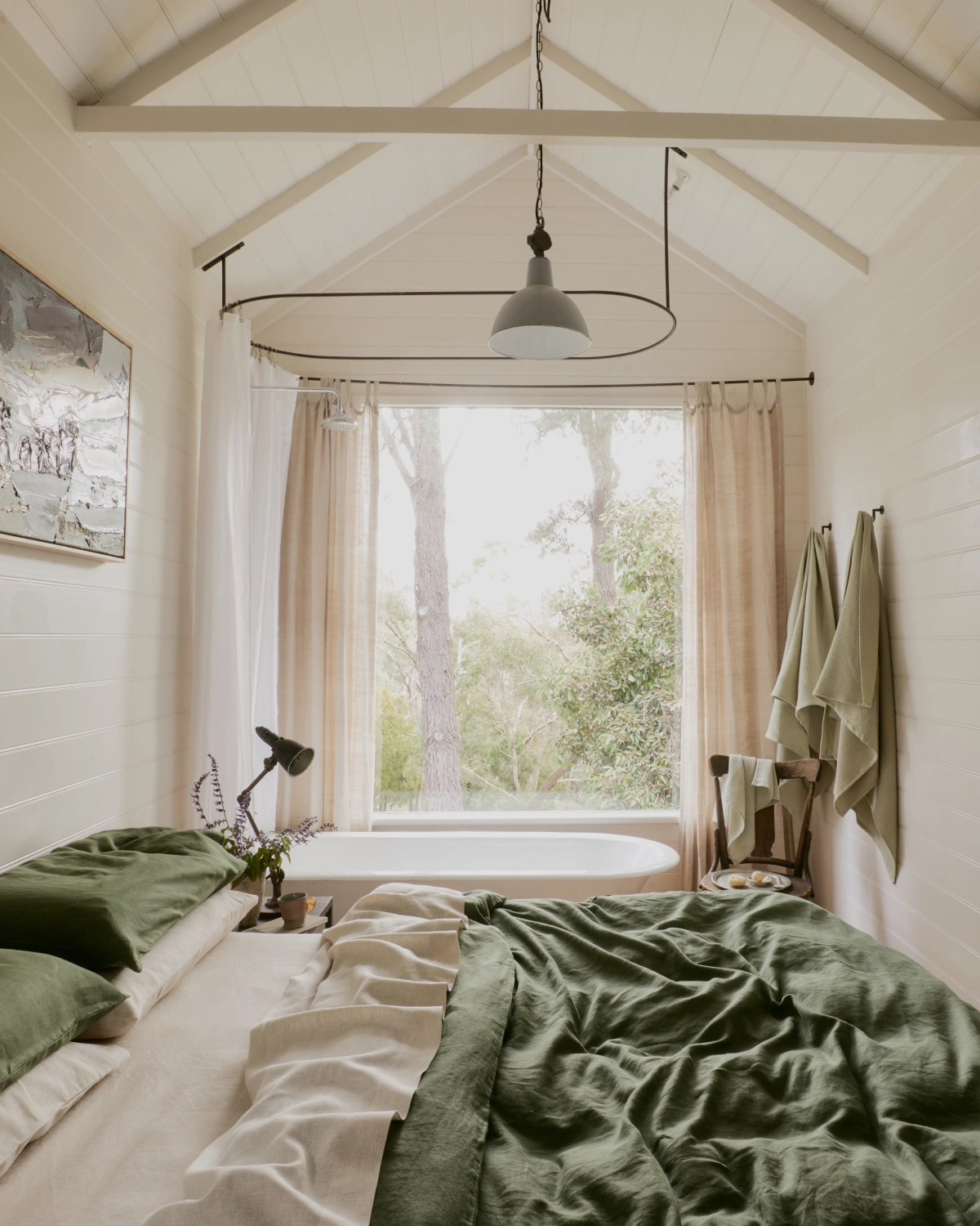 Olive & Oatmeal & White Stripe Bedding Bundle
