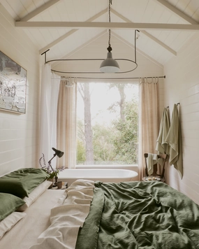 Olive & Oatmeal & White Stripe Bedding Bundle