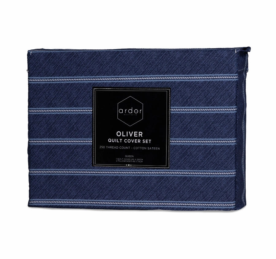 Oliver Quilt Cover Set Range Midnight