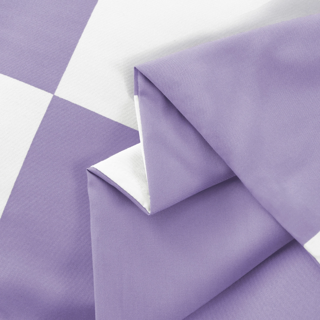 Organic Bamboo Check Quilt Cover Set - Lavender