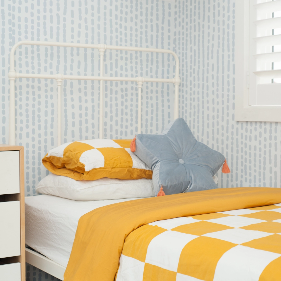 Organic Bamboo Check Quilt Cover Set - Marigold