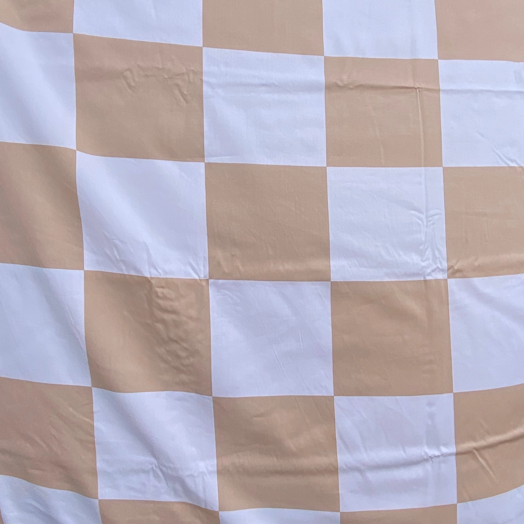 Organic Bamboo Check Quilt Cover Set - Nude