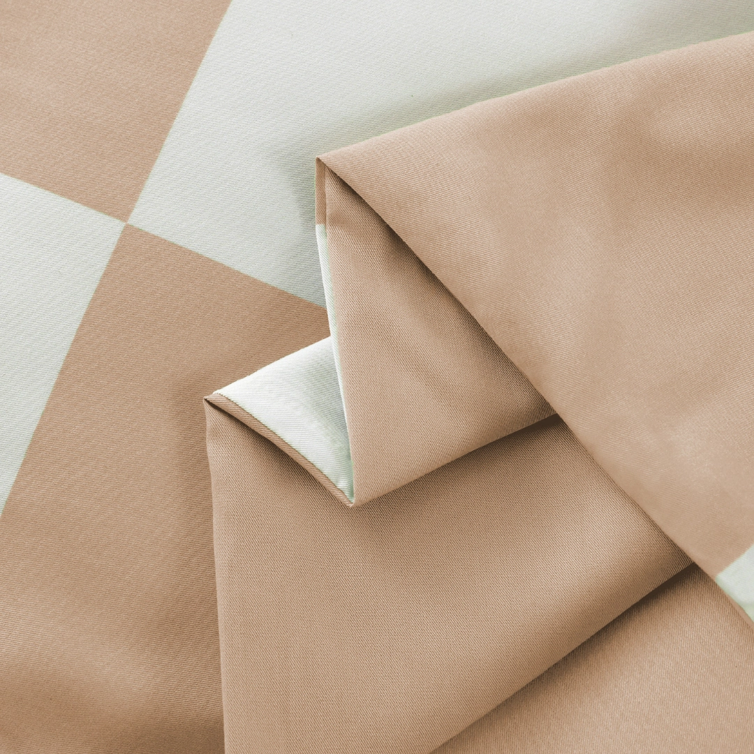 Organic Bamboo Check Quilt Cover Set - Nude
