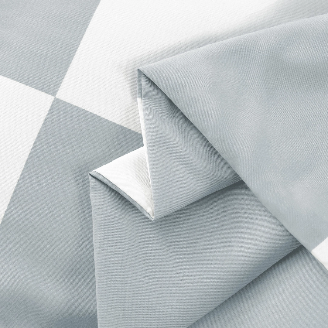 Organic Bamboo Check Quilt Cover Set - Silver